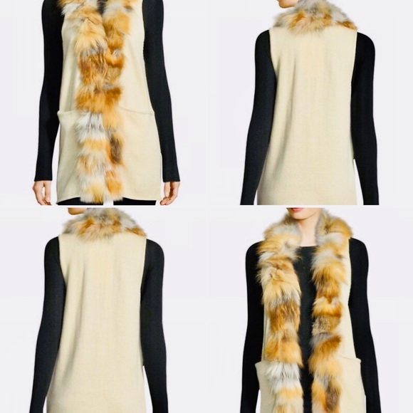 * NWT Authentic Adrienne Landau Knit Vest/Fox Fur - Picture 4 of 8